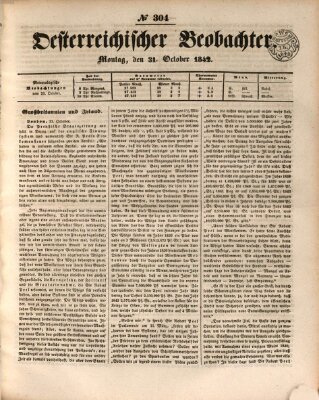 Der Oesterreichische Beobachter Montag 31. Oktober 1842