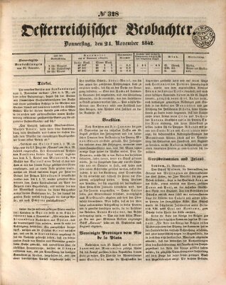 Der Oesterreichische Beobachter Donnerstag 24. November 1842