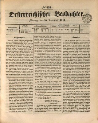 Der Oesterreichische Beobachter Montag 28. November 1842