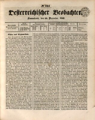 Der Oesterreichische Beobachter Samstag 10. Dezember 1842