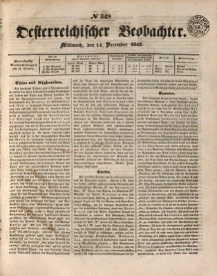 Der Oesterreichische Beobachter Mittwoch 14. Dezember 1842