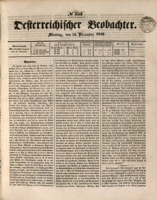 Der Oesterreichische Beobachter Montag 19. Dezember 1842