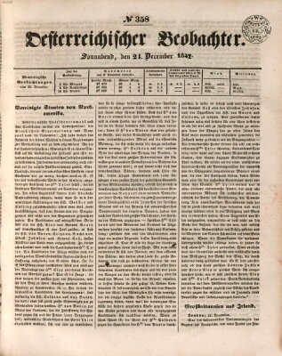 Der Oesterreichische Beobachter Samstag 24. Dezember 1842