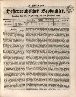 Der Oesterreichische Beobachter Sonntag 25. Dezember 1842