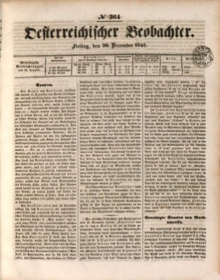 Der Oesterreichische Beobachter Freitag 30. Dezember 1842