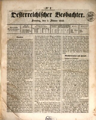 Der Oesterreichische Beobachter Sonntag 1. Januar 1843