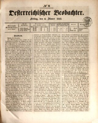 Der Oesterreichische Beobachter Freitag 6. Januar 1843