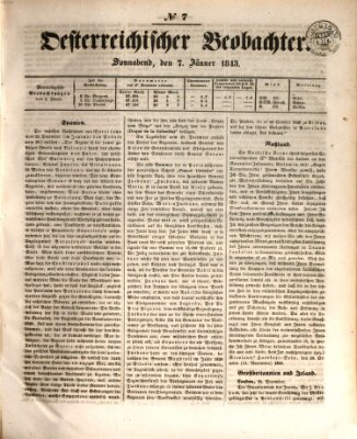 Der Oesterreichische Beobachter Samstag 7. Januar 1843