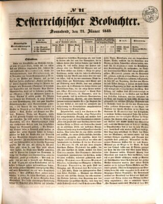 Der Oesterreichische Beobachter Samstag 21. Januar 1843
