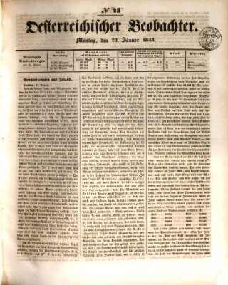 Der Oesterreichische Beobachter Montag 23. Januar 1843