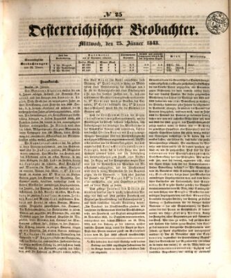 Der Oesterreichische Beobachter Mittwoch 25. Januar 1843