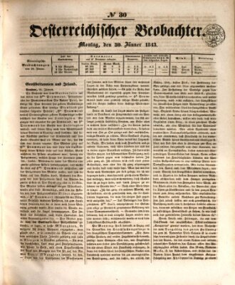 Der Oesterreichische Beobachter Montag 30. Januar 1843