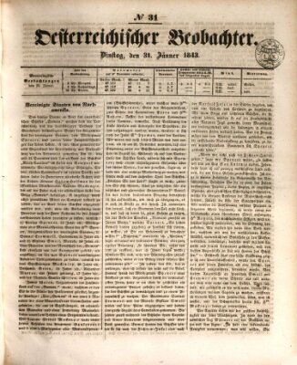 Der Oesterreichische Beobachter Dienstag 31. Januar 1843