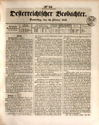 Der Oesterreichische Beobachter Donnerstag 23. Februar 1843