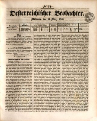 Der Oesterreichische Beobachter Mittwoch 15. März 1843