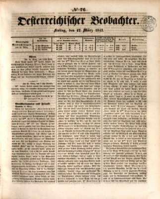 Der Oesterreichische Beobachter Freitag 17. März 1843