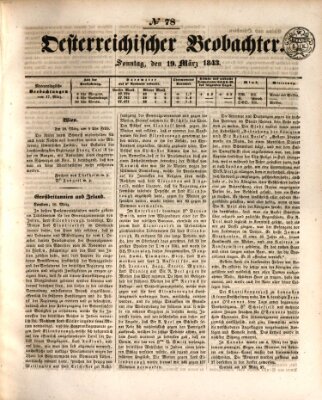 Der Oesterreichische Beobachter Sonntag 19. März 1843