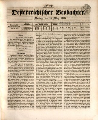 Der Oesterreichische Beobachter Montag 20. März 1843