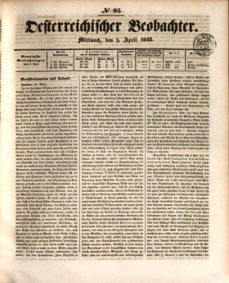 Der Oesterreichische Beobachter Mittwoch 5. April 1843