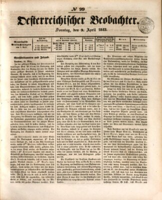 Der Oesterreichische Beobachter Sonntag 9. April 1843