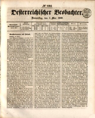 Der Oesterreichische Beobachter Donnerstag 4. Mai 1843