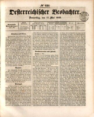 Der Oesterreichische Beobachter Donnerstag 11. Mai 1843