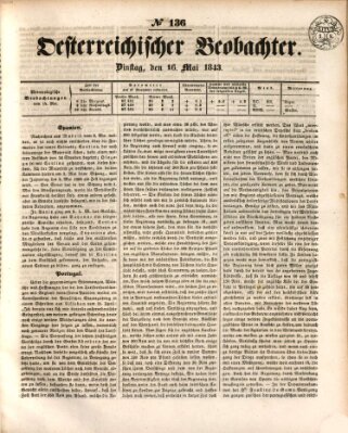 Der Oesterreichische Beobachter Dienstag 16. Mai 1843