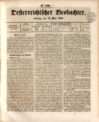 Der Oesterreichische Beobachter Freitag 19. Mai 1843