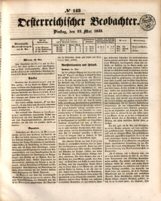 Der Oesterreichische Beobachter Dienstag 23. Mai 1843