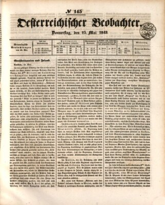 Der Oesterreichische Beobachter Donnerstag 25. Mai 1843