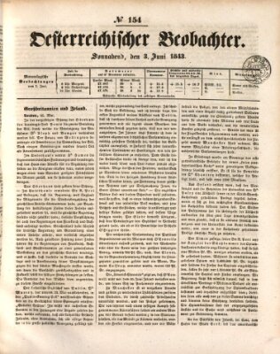 Der Oesterreichische Beobachter Samstag 3. Juni 1843