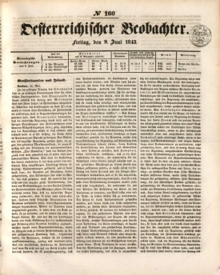 Der Oesterreichische Beobachter Freitag 9. Juni 1843