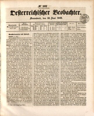 Der Oesterreichische Beobachter Samstag 10. Juni 1843