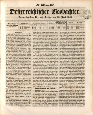 Der Oesterreichische Beobachter Freitag 16. Juni 1843