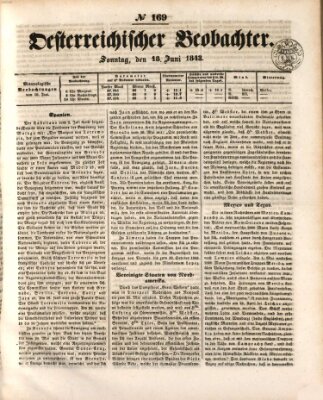 Der Oesterreichische Beobachter Sonntag 18. Juni 1843