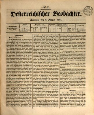 Der Oesterreichische Beobachter Sonntag 7. Januar 1844