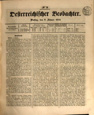 Der Oesterreichische Beobachter Dienstag 9. Januar 1844