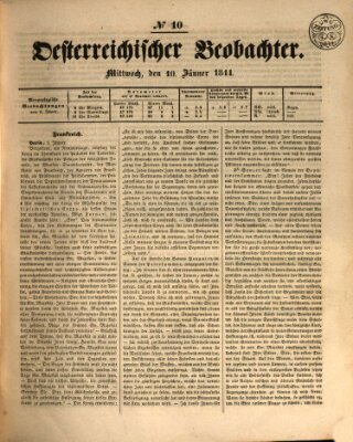 Der Oesterreichische Beobachter Mittwoch 10. Januar 1844