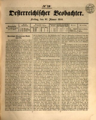 Der Oesterreichische Beobachter Freitag 12. Januar 1844