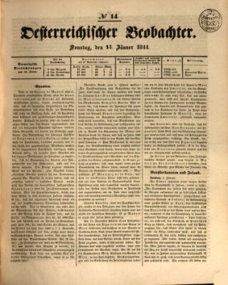 Der Oesterreichische Beobachter Sonntag 14. Januar 1844