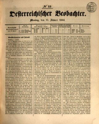 Der Oesterreichische Beobachter Montag 15. Januar 1844