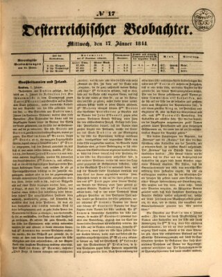 Der Oesterreichische Beobachter Mittwoch 17. Januar 1844