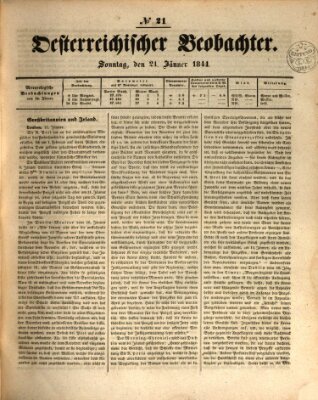 Der Oesterreichische Beobachter Sonntag 21. Januar 1844