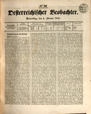 Der Oesterreichische Beobachter Donnerstag 1. Februar 1844