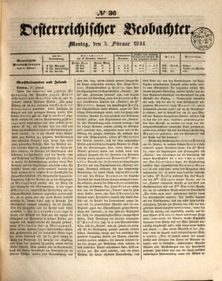 Der Oesterreichische Beobachter Montag 5. Februar 1844