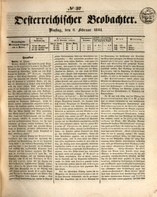 Der Oesterreichische Beobachter Dienstag 6. Februar 1844