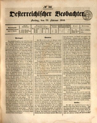 Der Oesterreichische Beobachter Freitag 23. Februar 1844