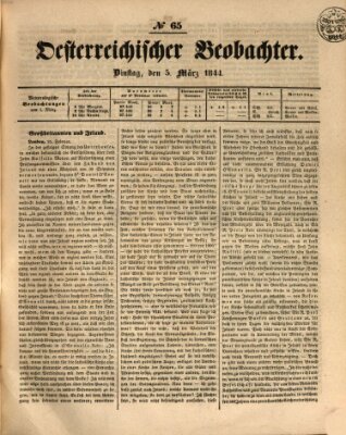 Der Oesterreichische Beobachter Dienstag 5. März 1844