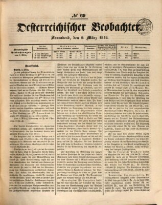 Der Oesterreichische Beobachter Samstag 9. März 1844