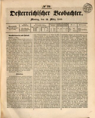 Der Oesterreichische Beobachter Montag 18. März 1844